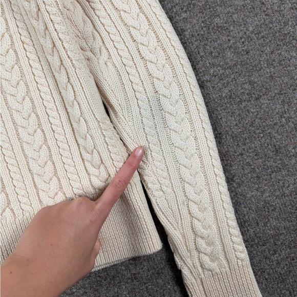 Brooks Brothers Cream Wool Blend Cableknit Cardigan Button Up Sweater Women’s M - Picture 9 of 15